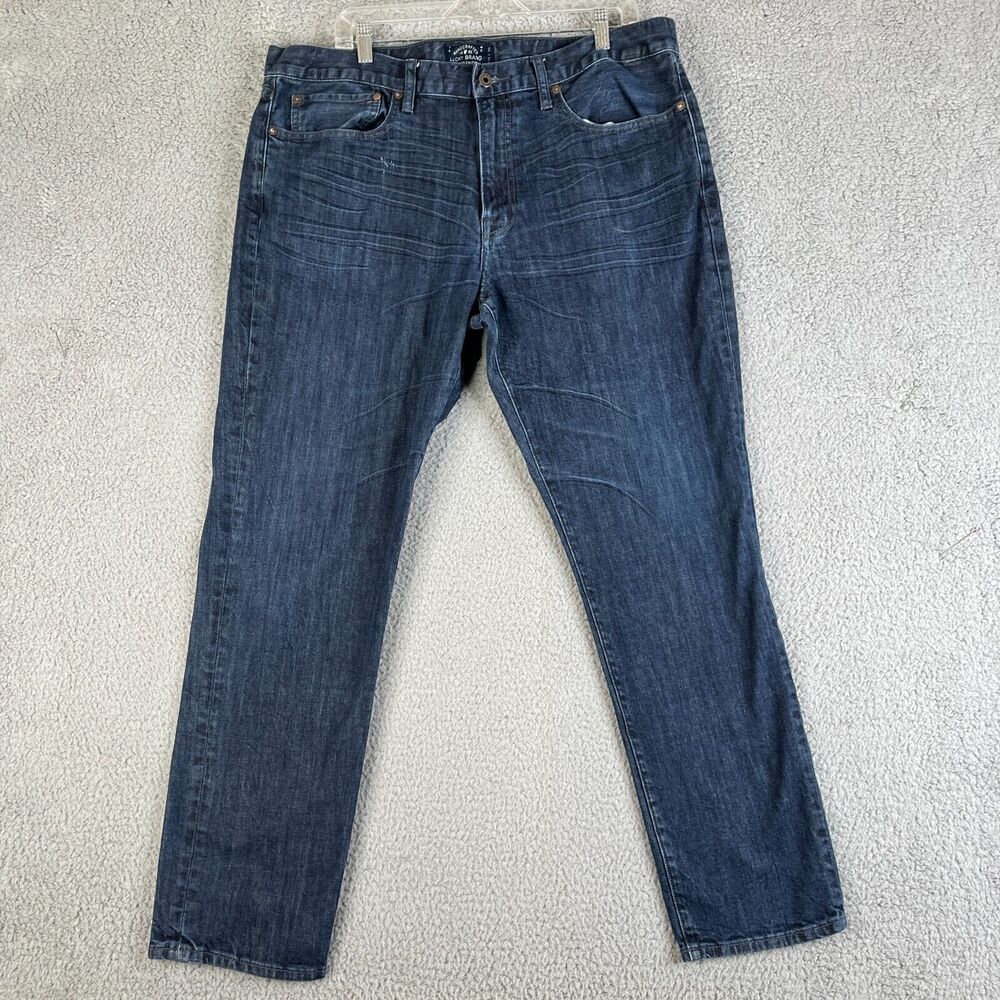 LUCKY BRAND 121 Heritage Slim Jeans Mens 38 x 30‎ Blue Denim Stretch Whiskering